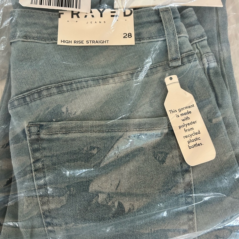 Frayed Jeans high-rise straight leg jeans